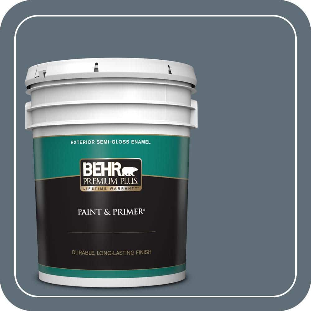 BEHR PREMIUM PLUS 5 gal. #N480-6 NYPD Semi-Gloss Enamel Exterior Paint & Primer