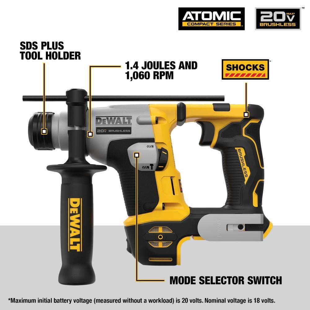 DEWALT ATOMIC 20V MAX Cordless Ultra-Compact 5/8 in. Hammer Drill and 20V MAX Premium Lithium-Ion 5.0Ah Battery (2)