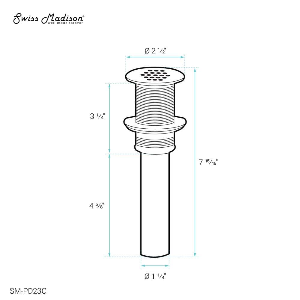 Swiss Madison 1.75 in. Commercial Sink Drain in Chrome (2)