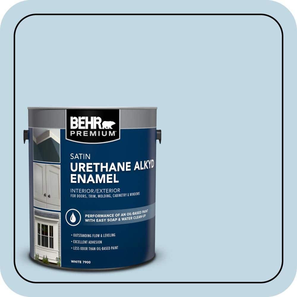 BEHR PREMIUM 1 gal. #S500-1 Distant Shore Urethane Alkyd Satin Enamel Interior/Exterior Paint