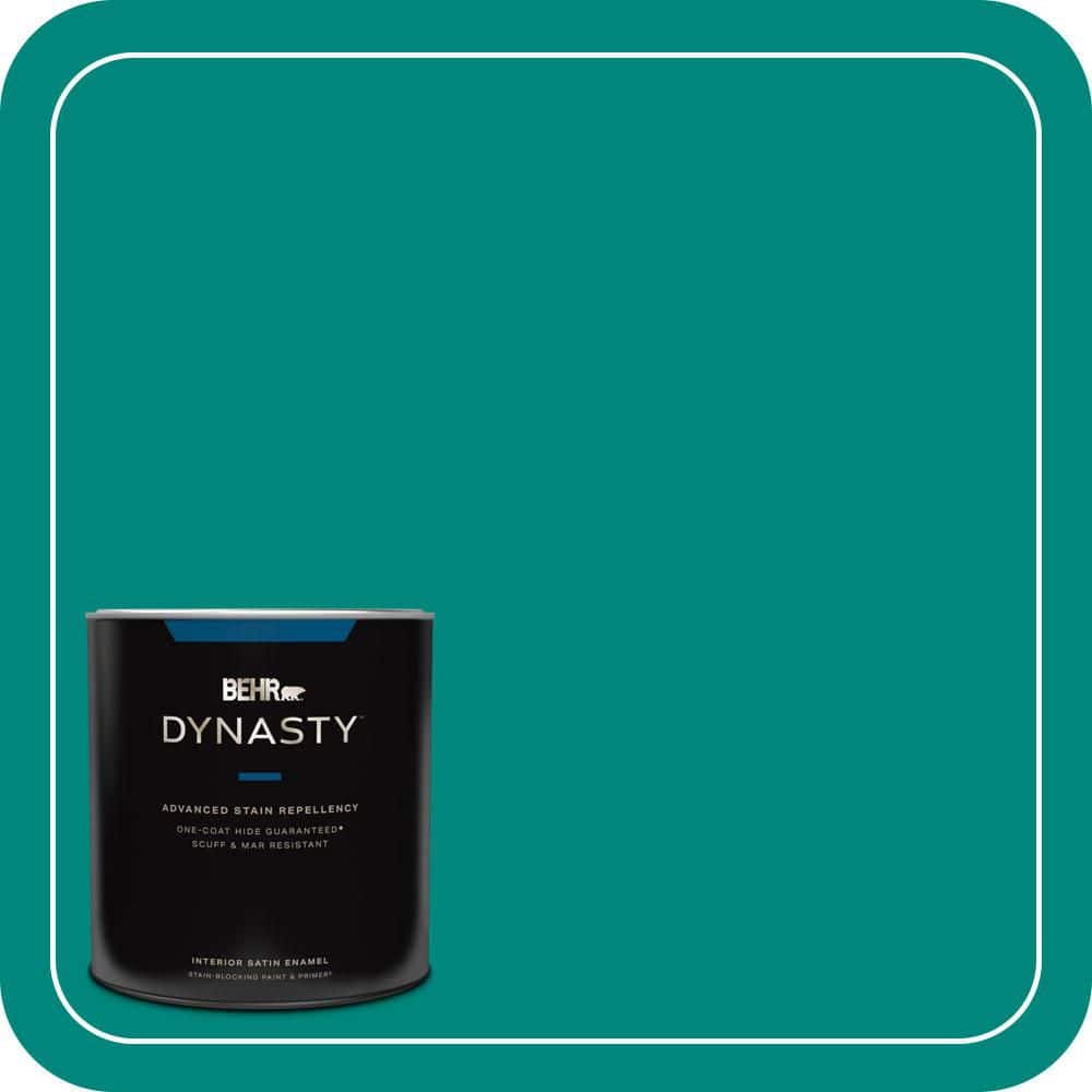 BEHR DYNASTY 1 qt. #P450-7 Mystic Turquoise Satin Enamel Interior Stain-Blocking Paint and Primer
