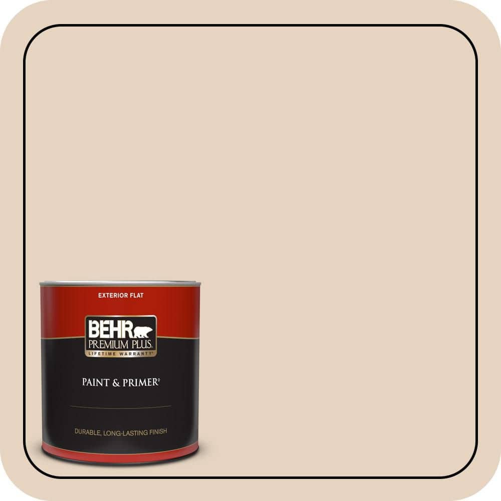 BEHR PREMIUM PLUS 1 qt. #QE-10 Stone Wash Flat Exterior Paint & Primer