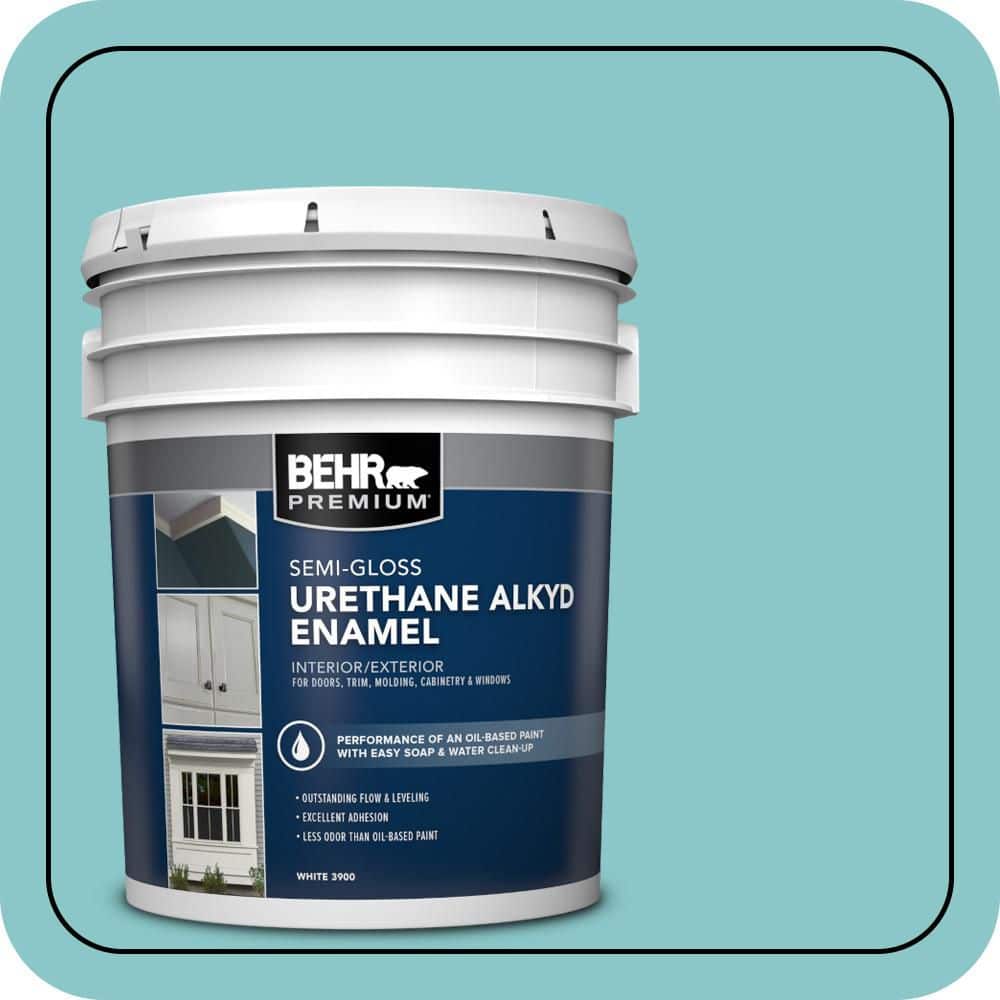 BEHR PREMIUM 5 gal. #510D-4 Embellished Blue Urethane Alkyd Semi-Gloss Enamel Interior/Exterior Paint