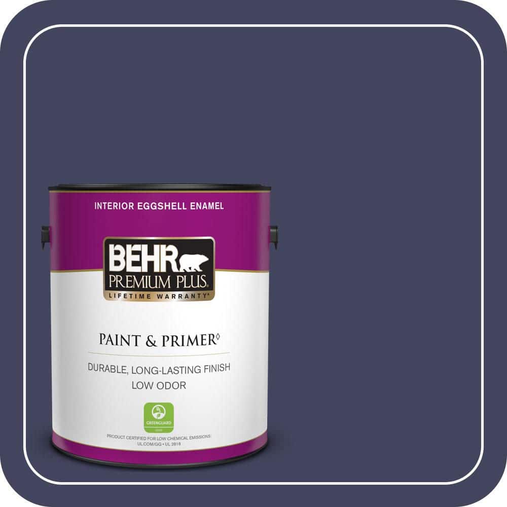 BEHR PREMIUM PLUS 1 gal. #PMD-92 Darkest Navy Eggshell Enamel Low Odor Interior Paint & Primer