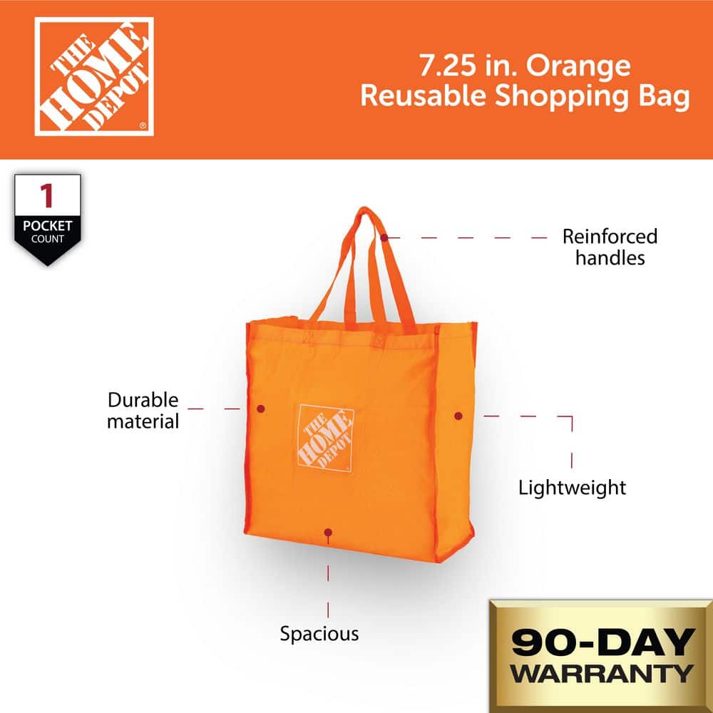 The Home Depot 7.25 in. Orange Reusable Shopping Bag (3)