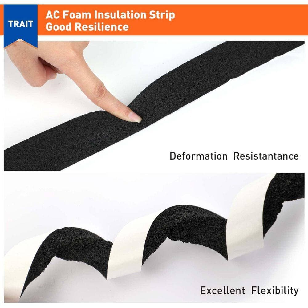 Laybus 1 in. x 1 in. x 26 ft. Weather Stripping Door Seal Strong Adhesion and High Resilience Air Conditioner Foam Insulation (3)