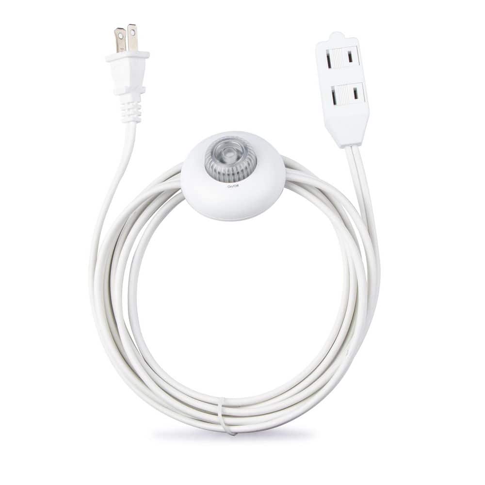 HDX 9 ft. 16/2 Light Duty Indoor Multi-Outlet Extension Cord with Footswitch, White (3)
