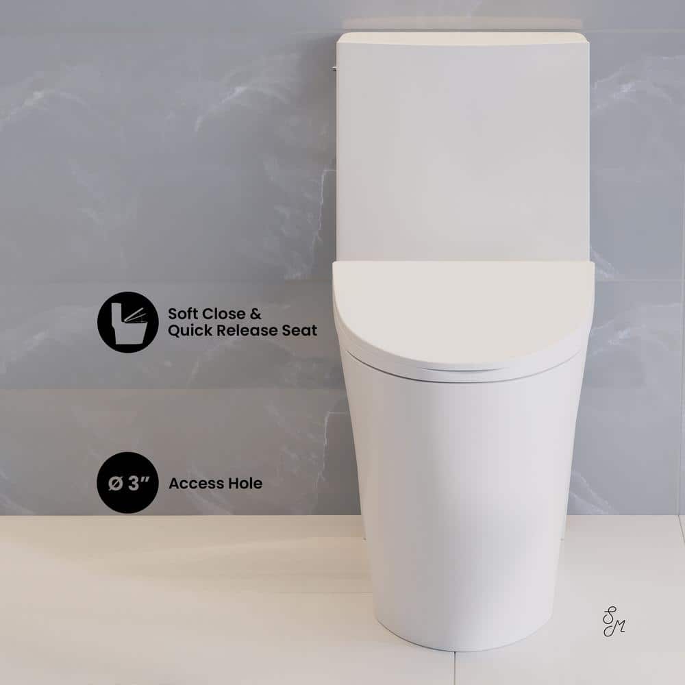 Swiss Madison St Tropez 1-Piece 1.6 GPF Dual Flush Elongated Touchless Toilet in White Glossy (3)