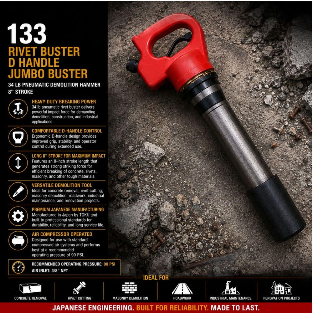 Unbranded 34 lb. Pneumatic Demolition Hammer with D-Handle (2)