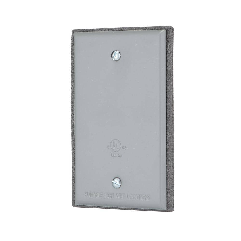 Commercial Electric 1-Gang Blank Metallic Weatherproof Outlet Cover, Gray (3)