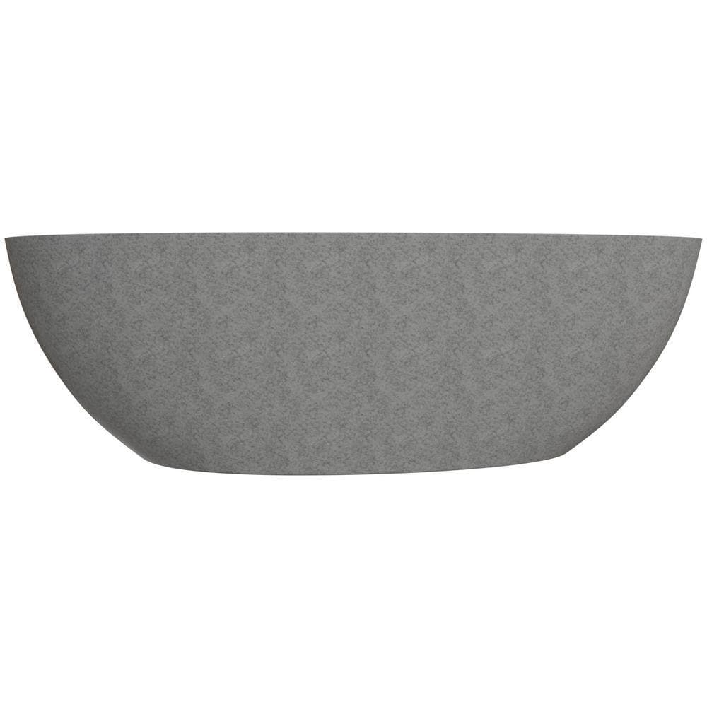 ALFI BRAND 72 in. x 35.4 in. Soaking Gray Matte Bathtub with Center Drain in Concrete (3)