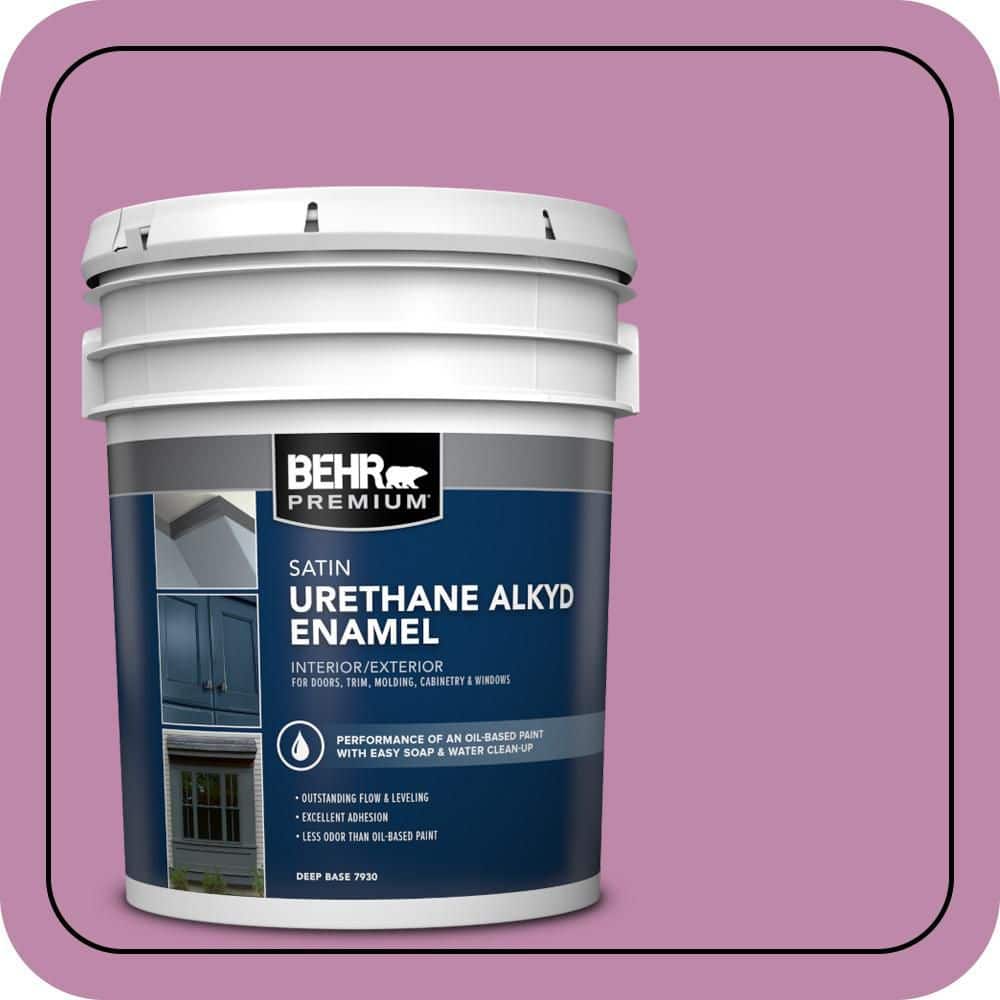 BEHR PREMIUM 5 gal. #M120-5 Rosy Urethane Alkyd Satin Enamel Interior/Exterior Paint