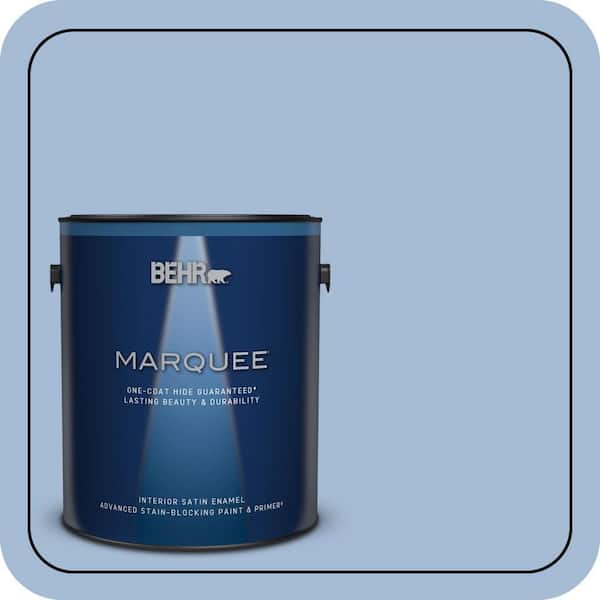 BEHR MARQUEE 1 gal. #M530-3 Perennial Blue One-Coat Hide Satin Enamel Interior Paint & Primer (2)