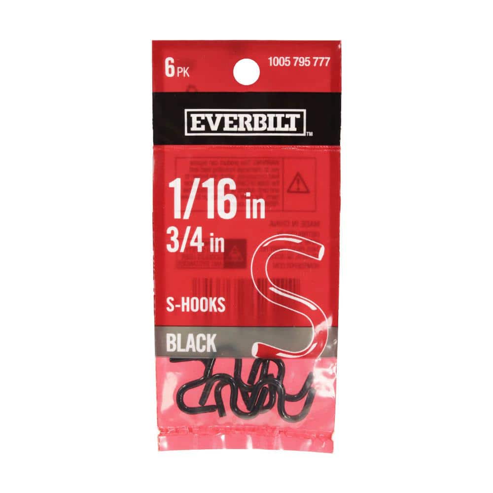 Everbilt 1/16 in. x 3/4 in. Black S-Hook