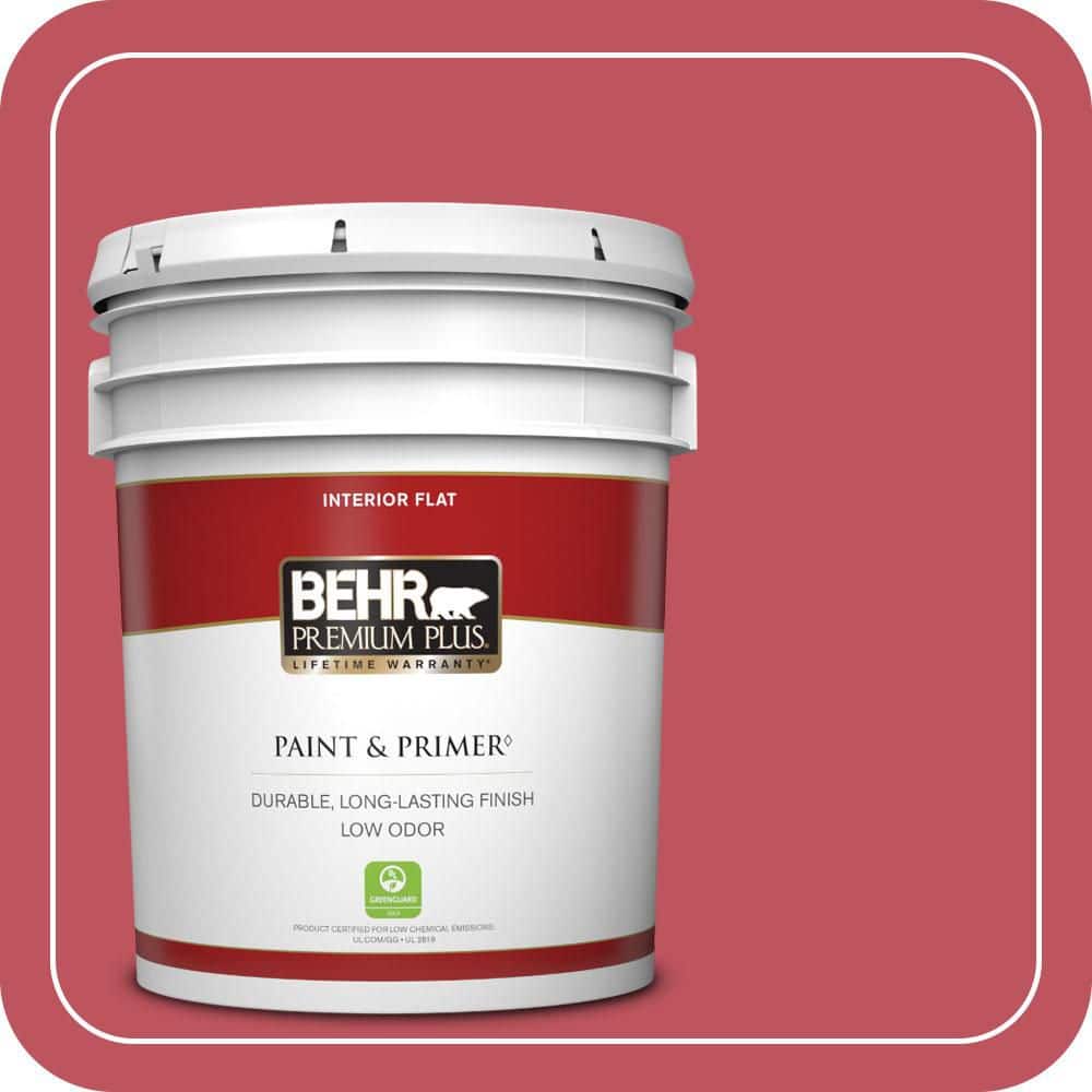 BEHR PREMIUM PLUS 5 gal. #P140-6 Hibiscus Flower Flat Low Odor Interior Paint & Primer
