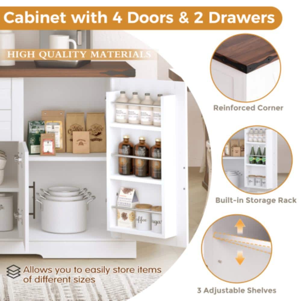 Unbranded 63.11 in. W x 15.75 in. D x 32.09 in. H Bathroom White Linen Cabinet (3)