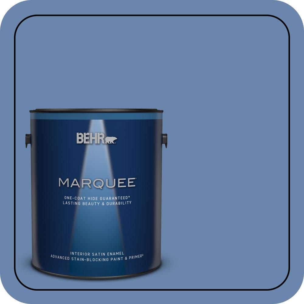 BEHR MARQUEE 1 gal. #M530-5 Cowgirl Blue One-Coat Hide Satin Enamel Interior Paint & Primer