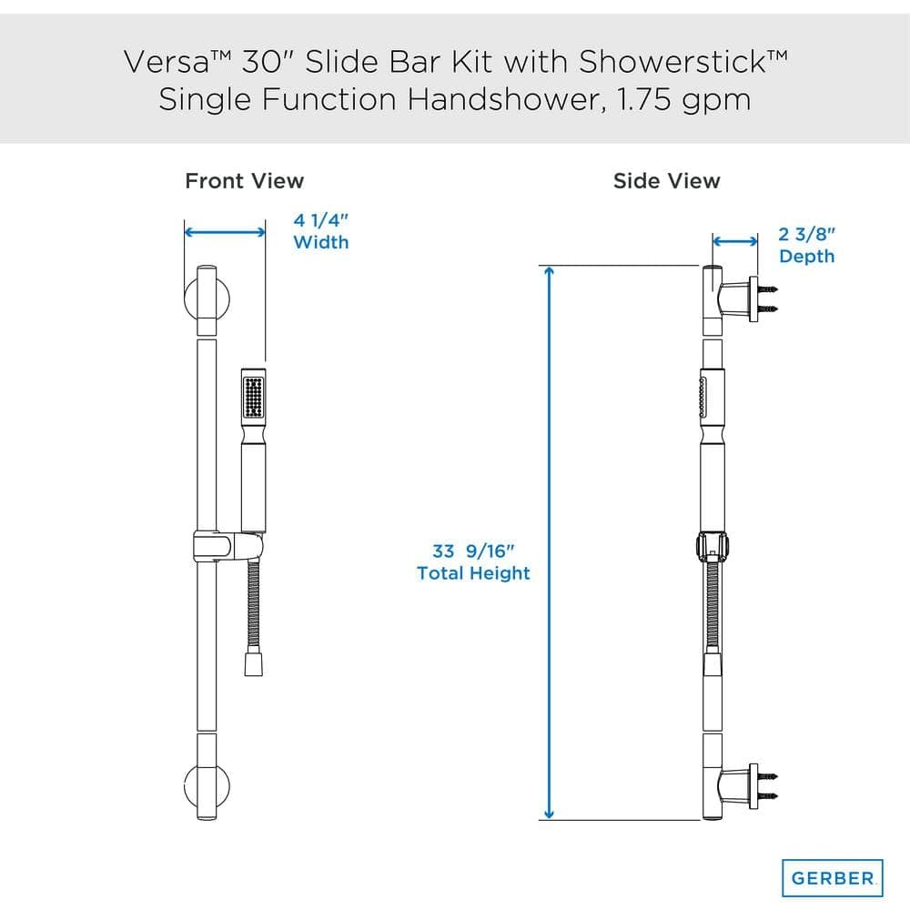 Gerber Versa 1-Spray Round Wall Bar Shower Kit with Hand Shower in Brushed Nickel (3)