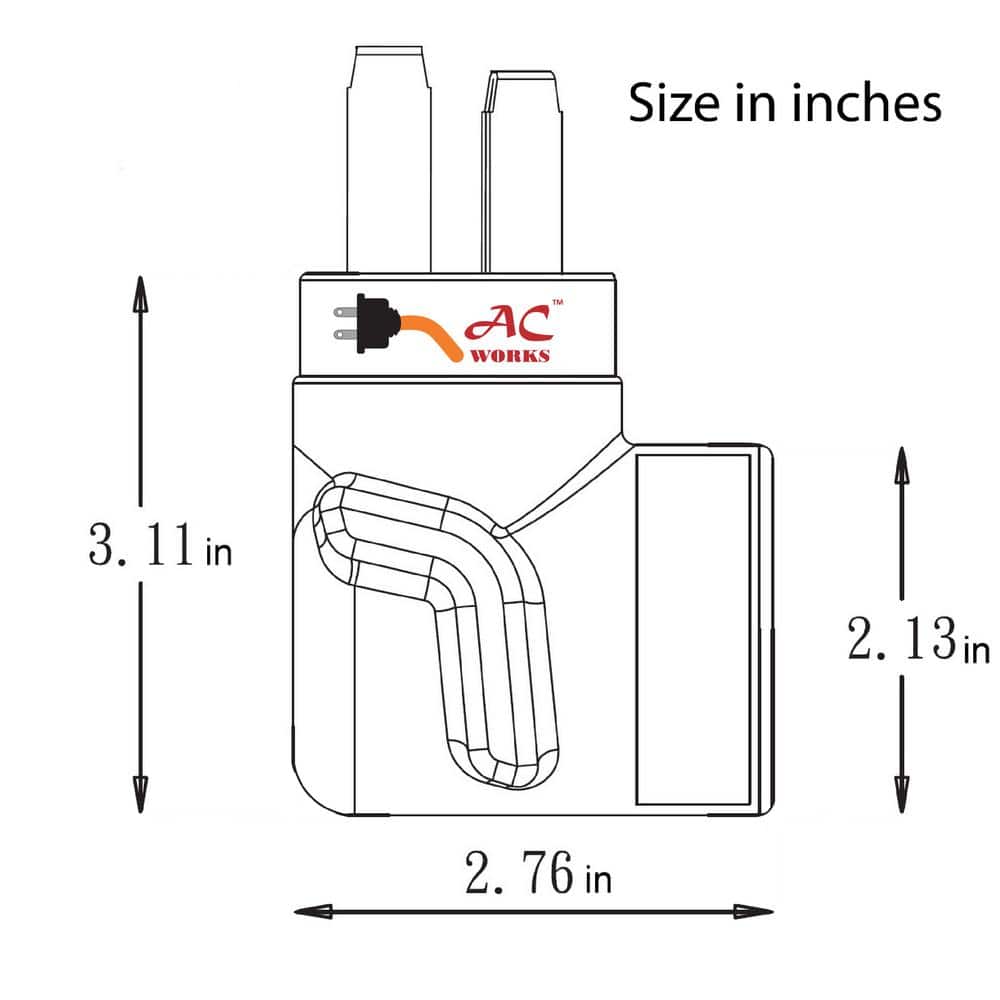 AC WORKS 10-50P 50 Amp 3-Prong Old Style Dryer/Range Plug to 10-30R 3-Prong Dryer Outlet (2)