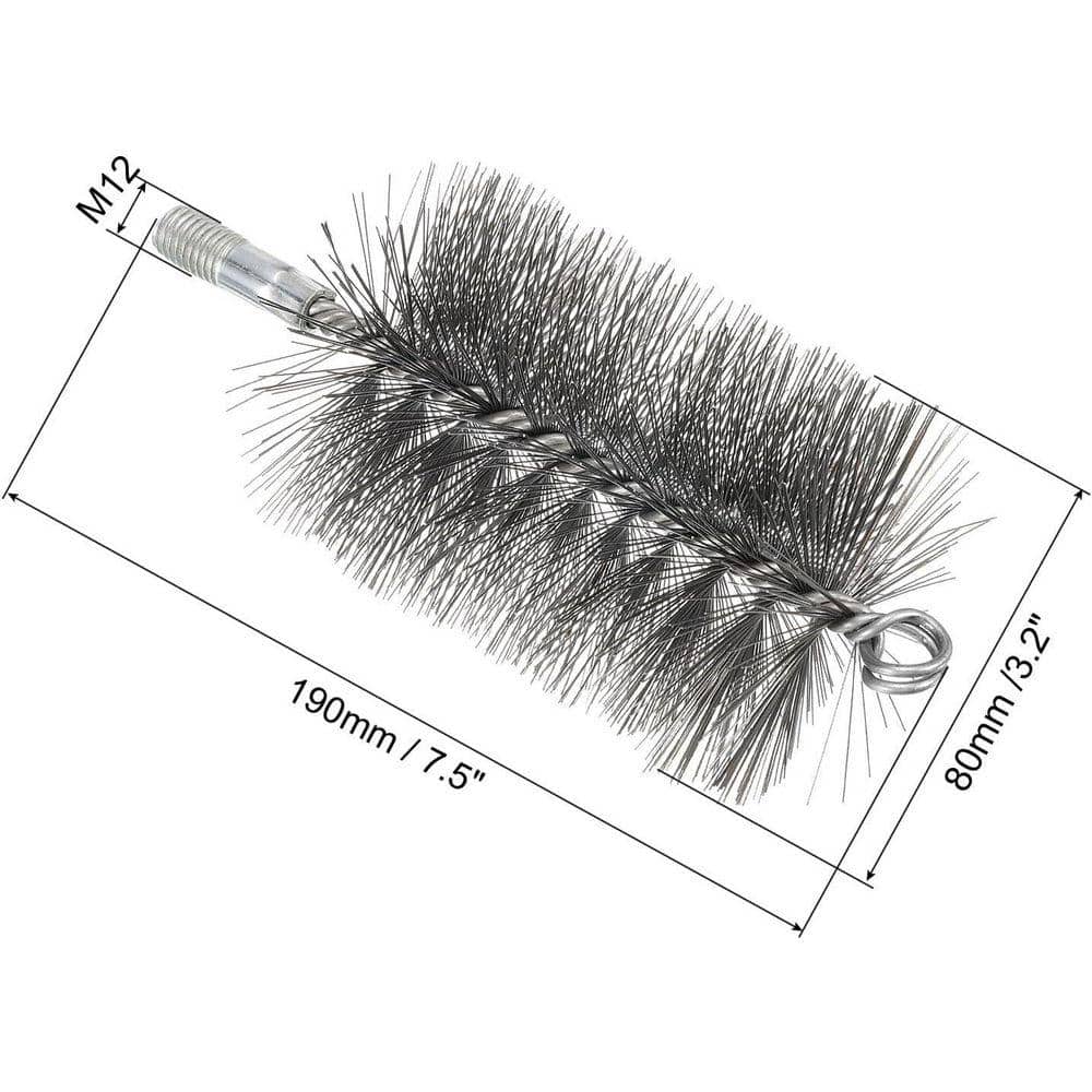KIWDZFU 3 in. Chimney Cleaning Brush Steel Wire Bristle M12 Threaded 80mm Diameter 2-Pack (2)