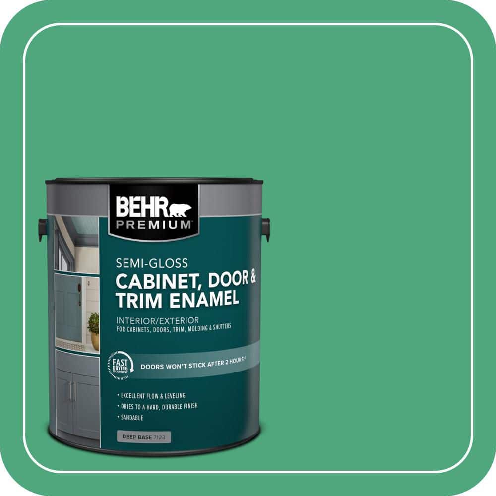BEHR PREMIUM 1 gal. #P420-5 Shamrock Green Semi-Gloss Enamel Interior/Exterior Cabinet, Door & Trim Paint