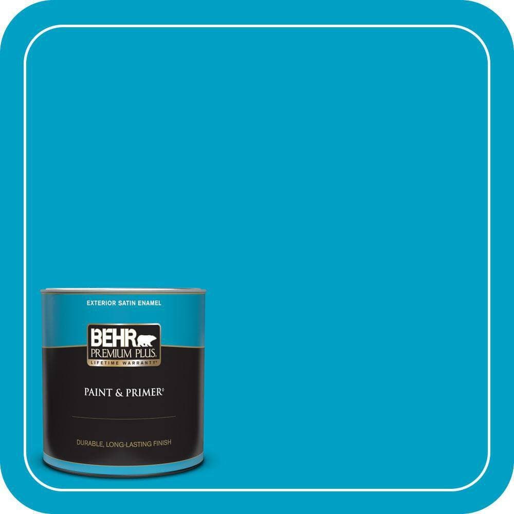 BEHR PREMIUM PLUS 1 qt. #530B-6 Tropical Holiday Satin Enamel Exterior Paint & Primer