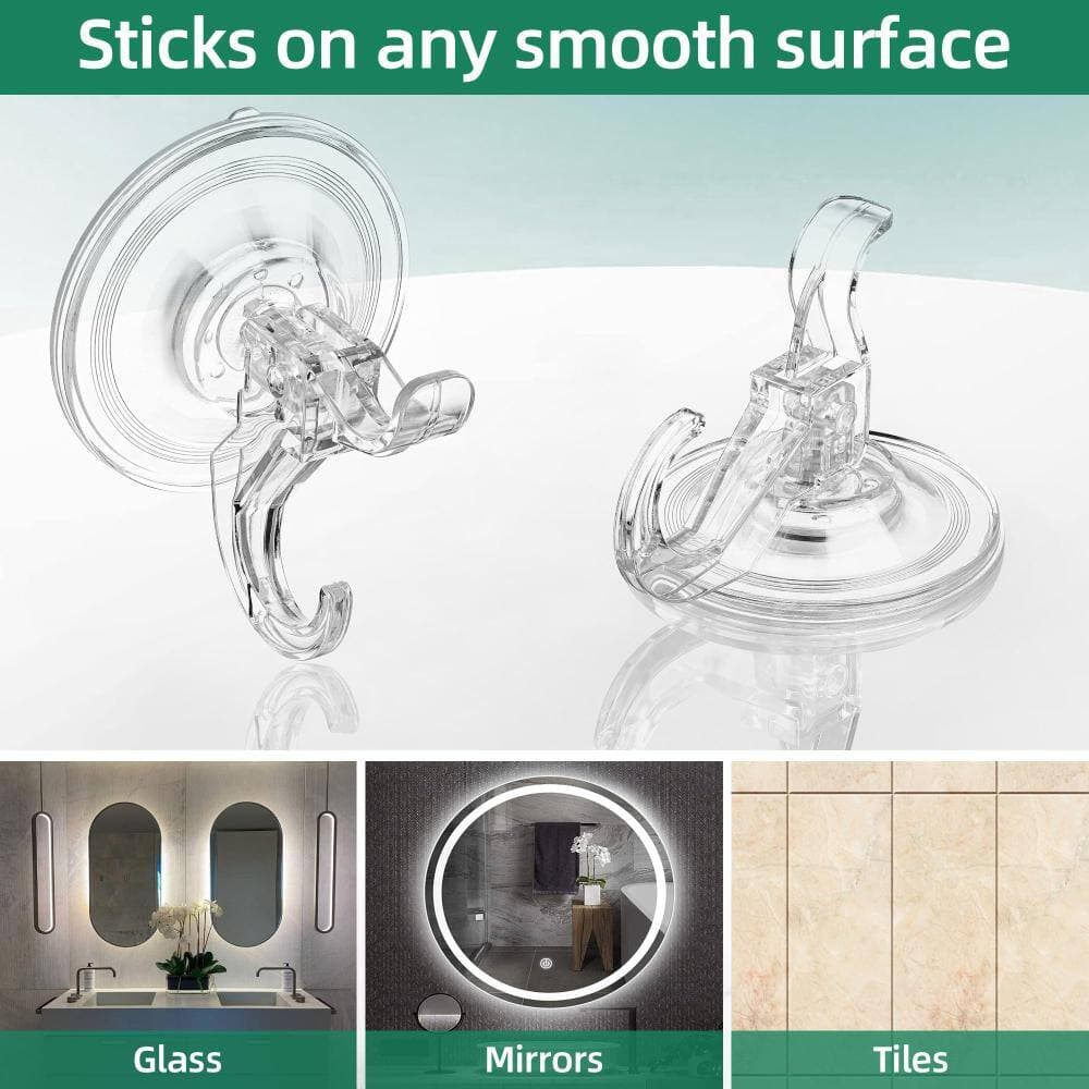 Unbranded Clear Window Suction Cup Hooks 6 Pack with Dual Hooks for Glass, Reusable Wreath Hangers, Holds 11 lbs (2)
