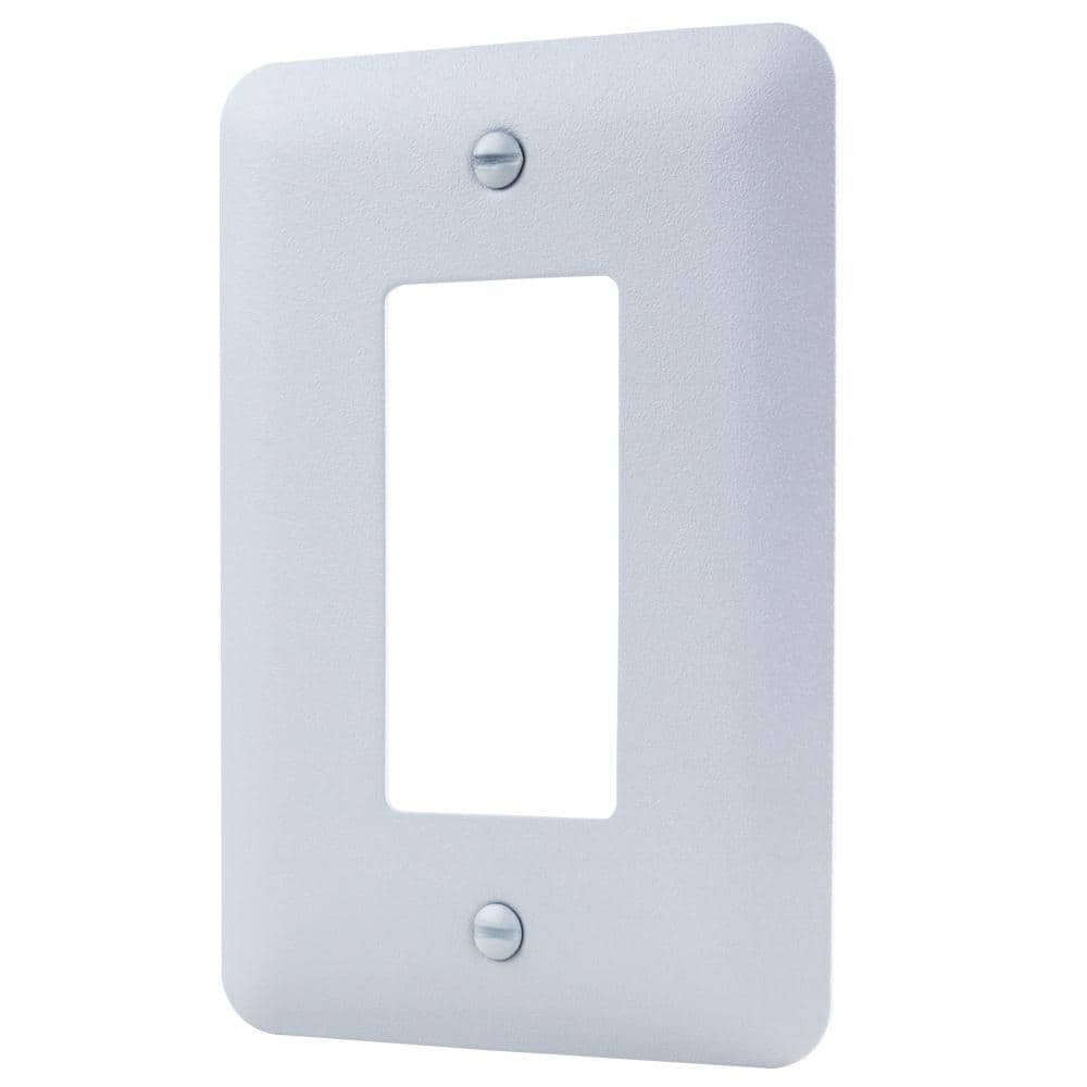 Commercial Electric 1-Gang Rocker Midway/Maxi Sized Metal Wall Plate, White (Textured/Paintable Finish) (3)