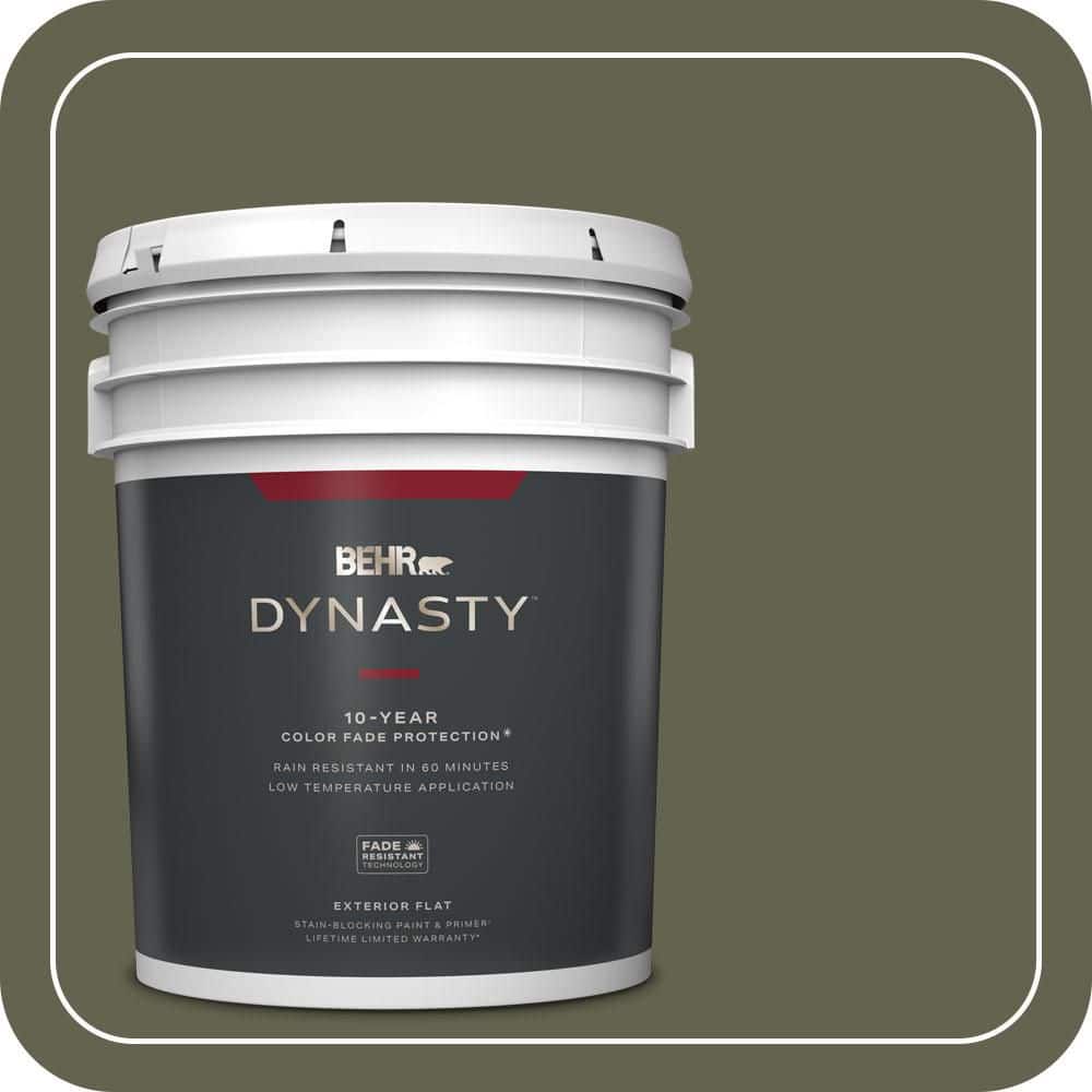 BEHR DYNASTY 5 gal. #N350-7A Mountain Olive Flat Exterior Stain-Blocking Paint & Primer