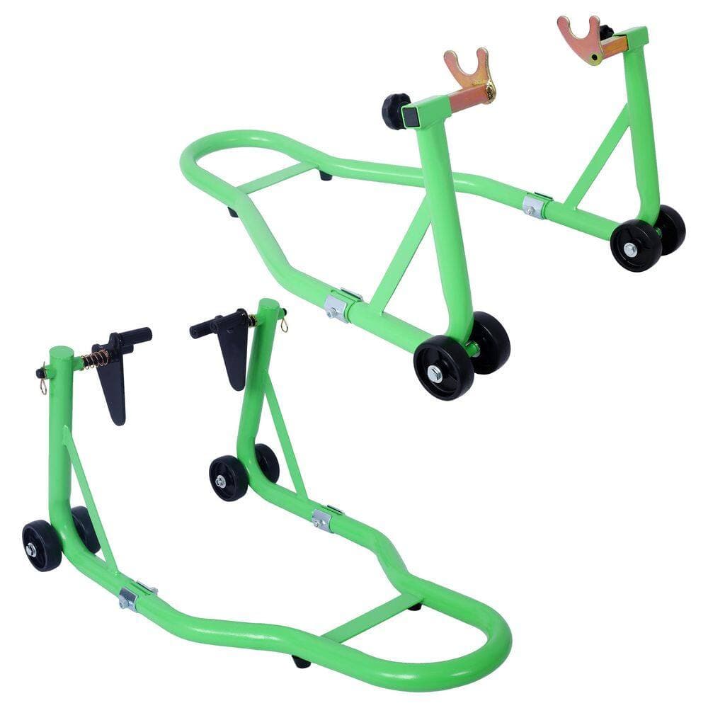 Amucolo Green Motorcycle Stand 1000 lb. Sport Bike Front and Rear Wheel Lift Swingarm Paddock Stands (1)