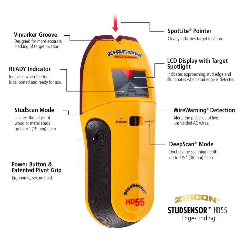 Zircon StudSensor HD55 Stud Finder with 3 in. Pocket Level (2)