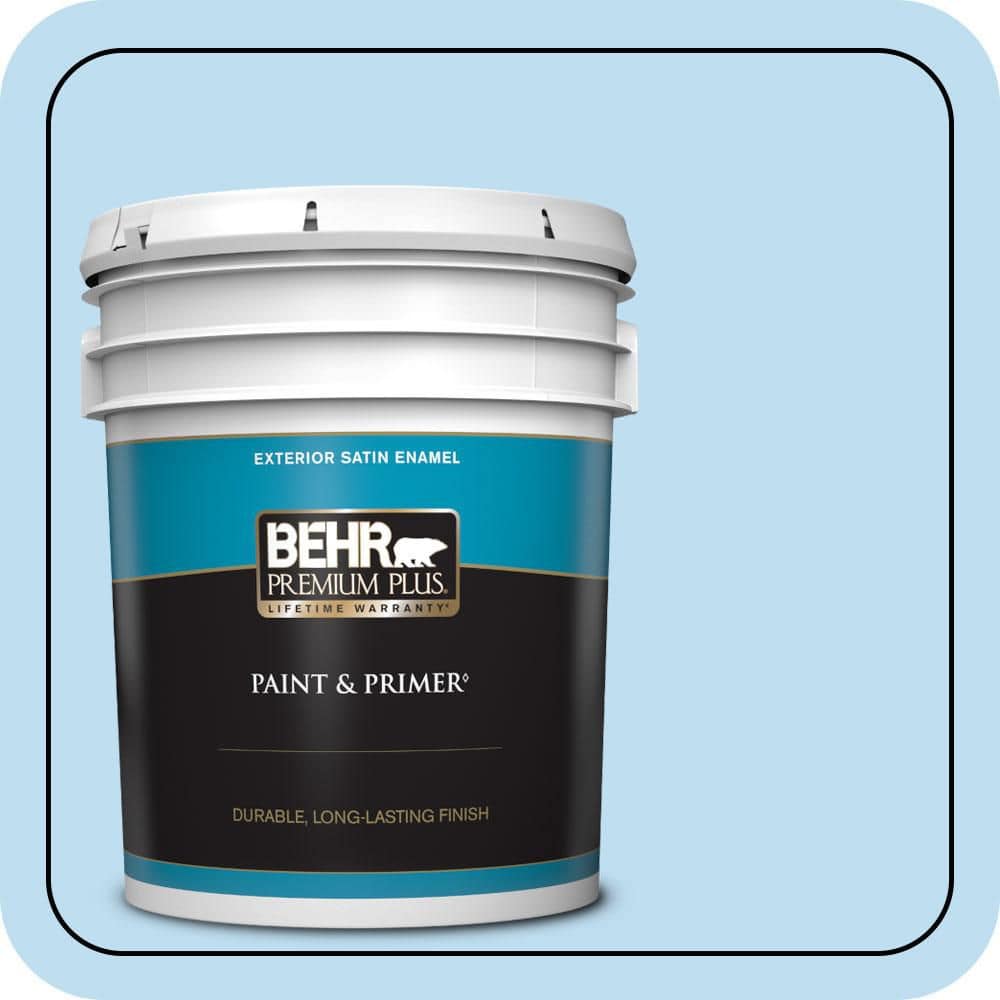 BEHR PREMIUM PLUS 5 gal. #550A-2 Tropical Pool Satin Enamel Exterior Paint & Primer
