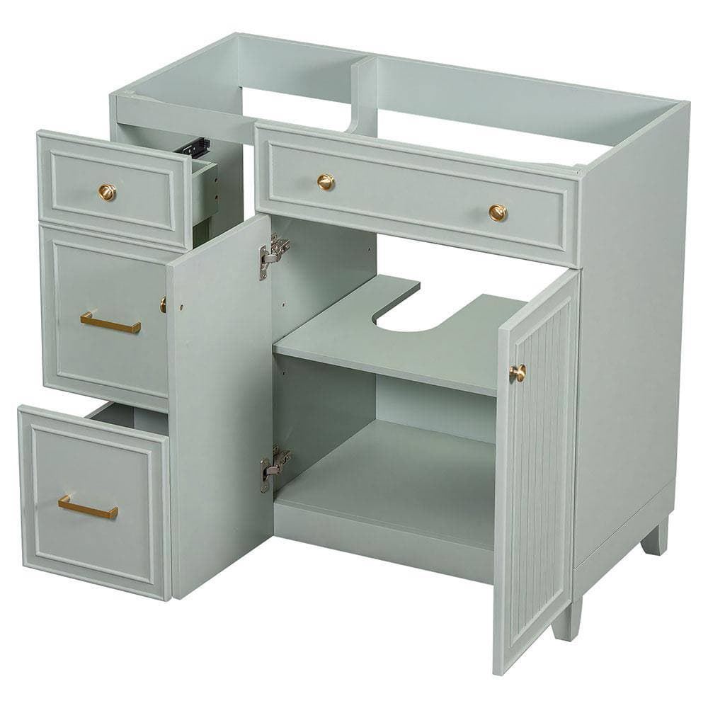 Adrinfly 36 in. W x 17.87 in. D x 33.31 in. H Bath Vanity Cabinet without Top in Green w/2-Drawers 1 Adjustable Shelf and 2-Doors (3)