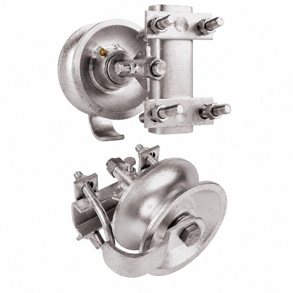 Unbranded 5 in. Flat Round Steel Sliding Gate Roller Assembly for 2 in. Gate Frame and 1-5/8 in. Track Pipe, 2-Pack