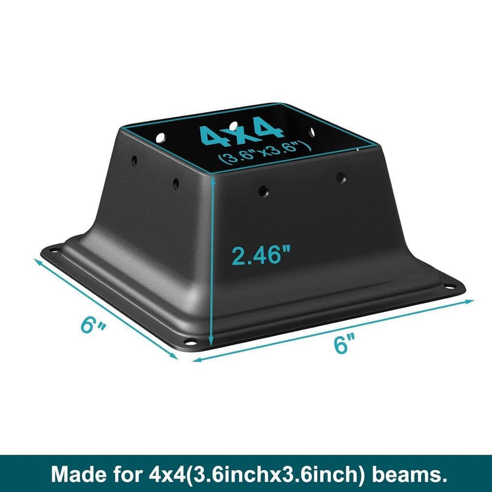 Afoxsos 4 x 4 in. Heavy Duty Steel Deck Post Base Cover with Internal Size 3.6 x 3.6 in. in Black, (10-Pack) (2)