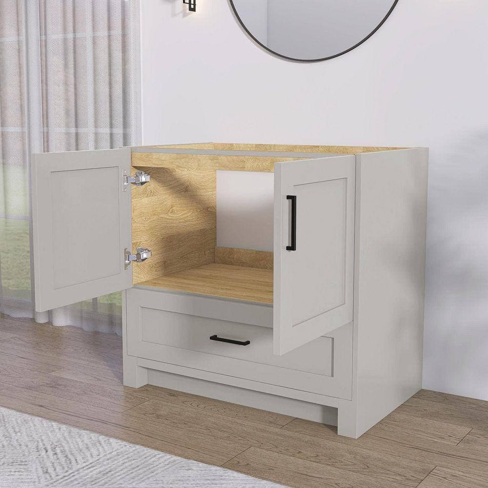 NTQ 36 in. W x 21.5 in. D x 33.5 in. H Bath Vanity Cabinet without Top Bathroom Vanity Morden Solid Wood in Light Gray (3)