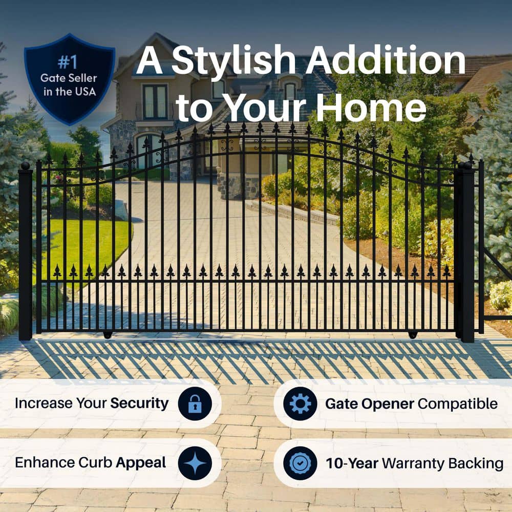 ALEKO St. Louis 12 ft. x 6 ft. Black Steel Single Slide Driveway Fence Gate (3)