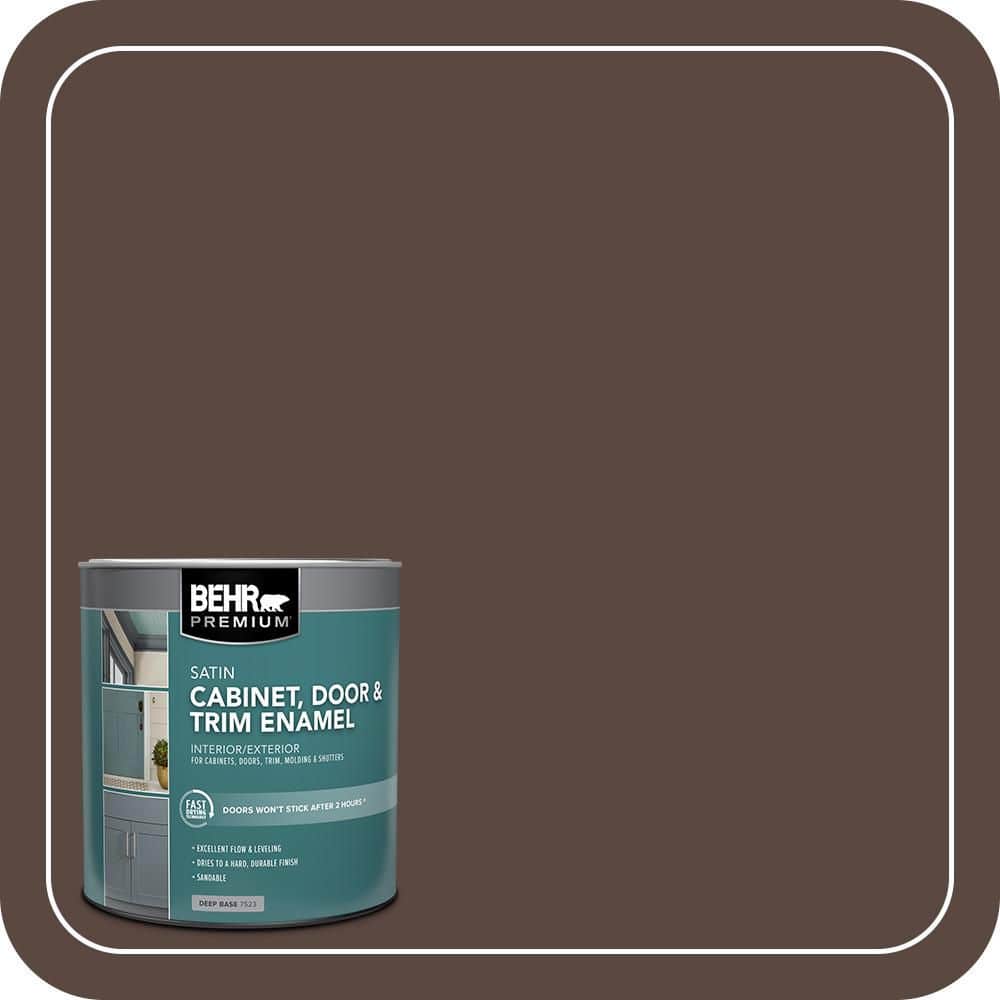 BEHR PREMIUM 1 qt. #N170-7 Baronial Brown Satin Enamel Interior/Exterior Cabinet, Door & Trim Paint