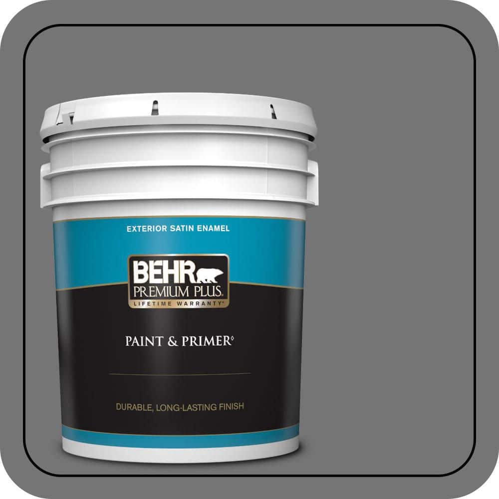 BEHR PREMIUM PLUS 5 gal. #N520-5 Iron Mountain Satin Enamel Exterior Paint & Primer