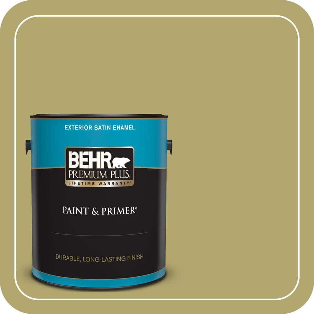 BEHR PREMIUM PLUS 1 gal. #PPU9-05 Natchez Moss Satin Enamel Exterior Paint & Primer