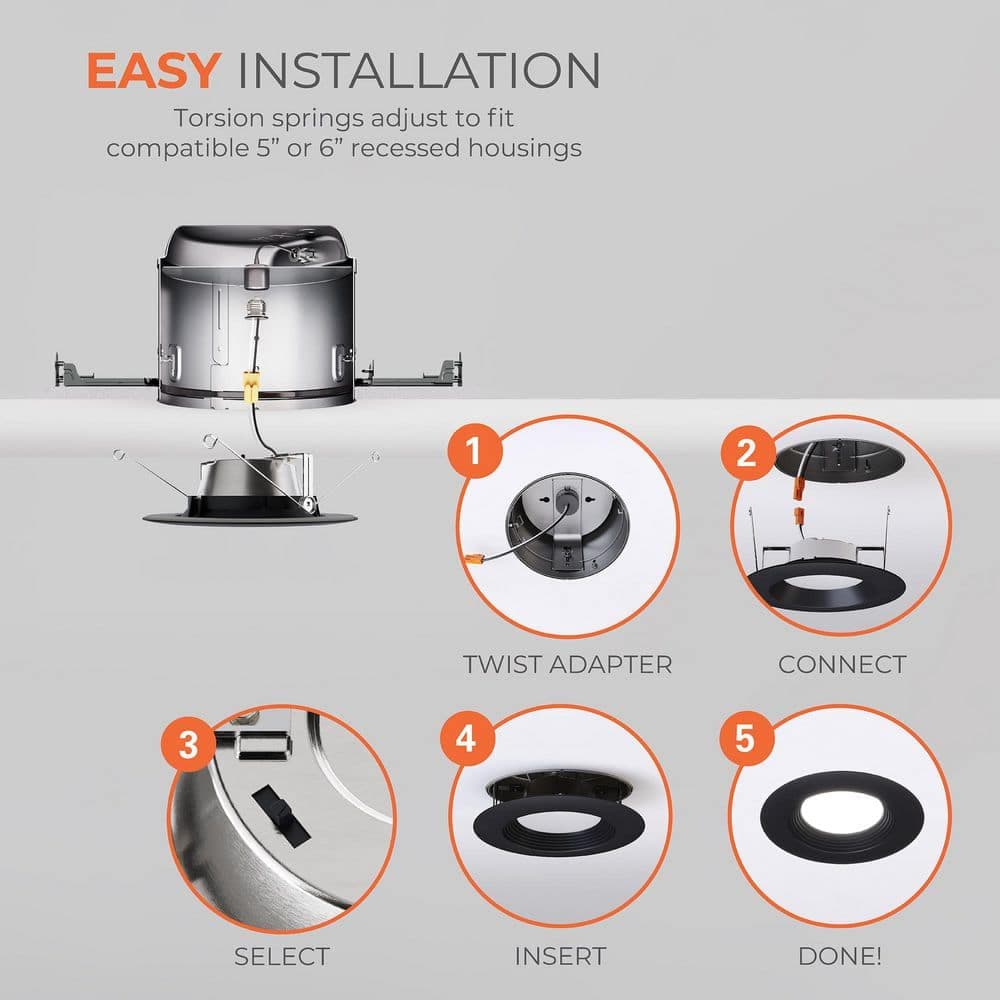 HALO 4-pack LTT 5/6 in. Adjustable 5 CCT, New Construction/Remodel/Retrofit, Integrated LED Regressed LED Downlight (4)