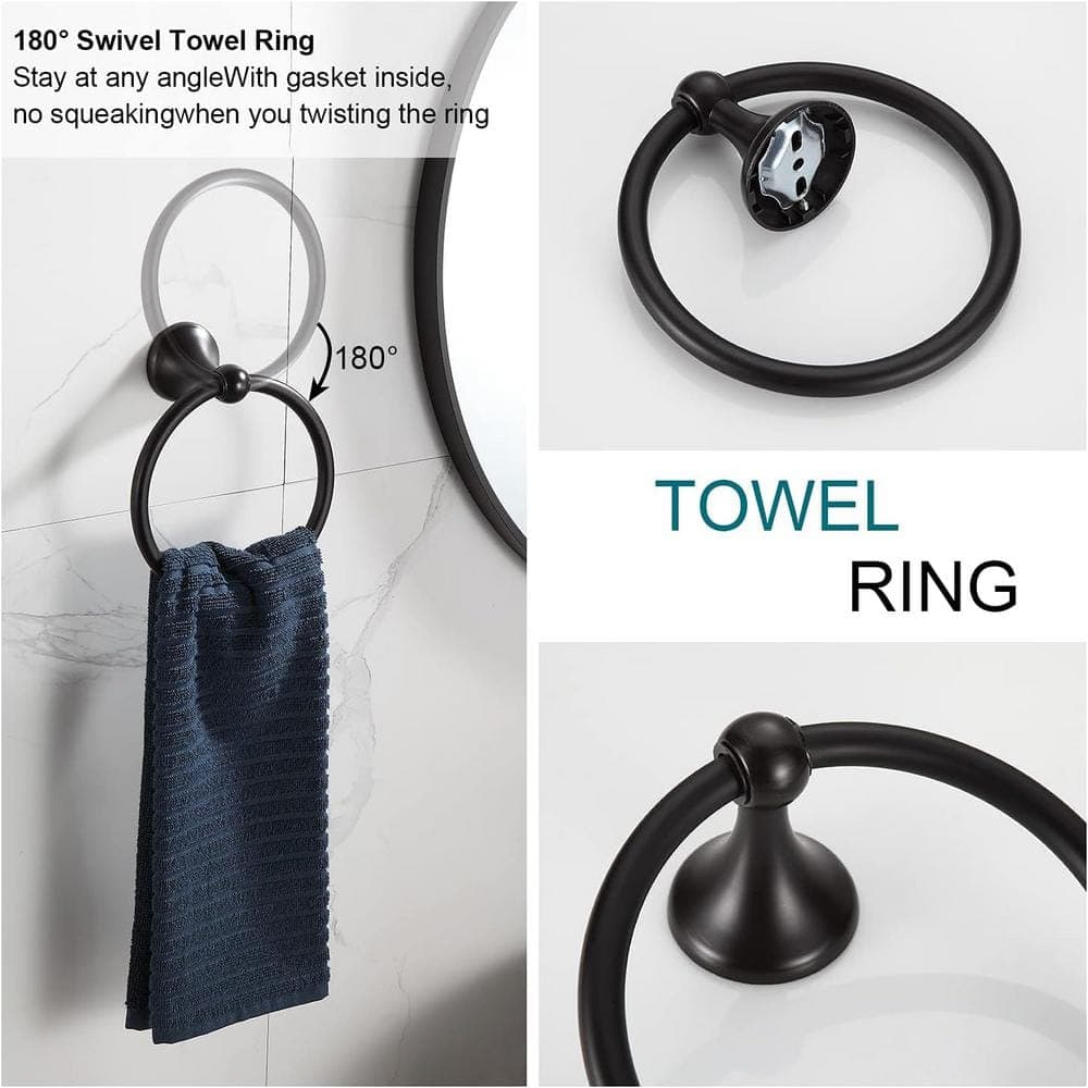 Unbranded 8-Pieces Bath Hardware Set with Adjustable Bathroom Towel Bars, Rings, Robe Hook and Toilet Paper Holder in ORB (3)
