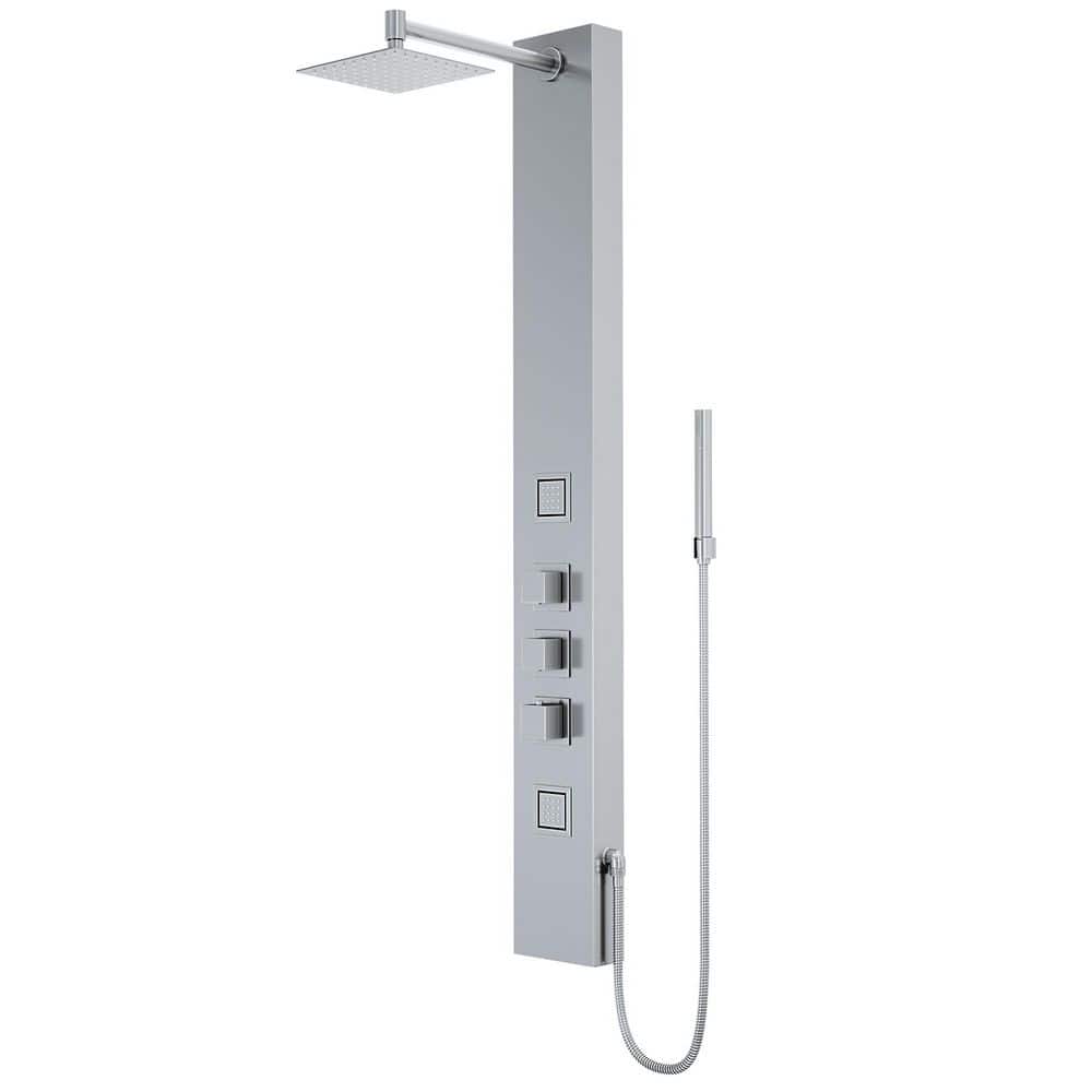 VIGO Rector 55 in. H x 6 in. W 2-Jet Shower Panel System with Adjustable Square Head and Hand Shower Wand in Stainless Steel (1)