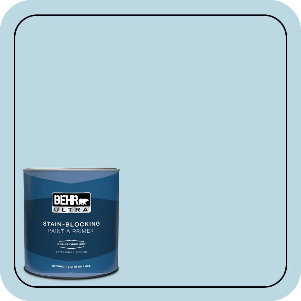 BEHR ULTRA 1 qt. #S490-2 Glacial Stream Extra Durable Satin Enamel Interior Paint & Primer