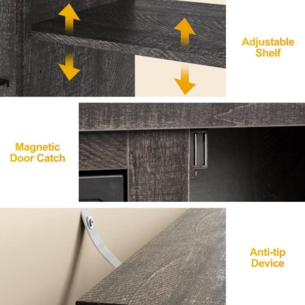 Unbranded 47.2 in. W x 15.7 in. D x 33.8 in. H Bathroom Brown Linen Cabinet (3)