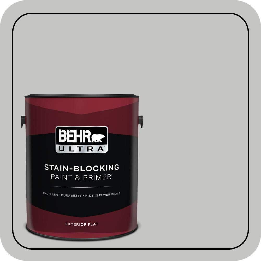 BEHR ULTRA 1 gal. #N520-2 Silver Bullet Flat Exterior Paint & Primer
