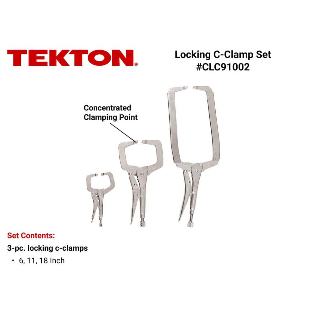 TEKTON Locking C-Clamp Set (3-Piece) (2)