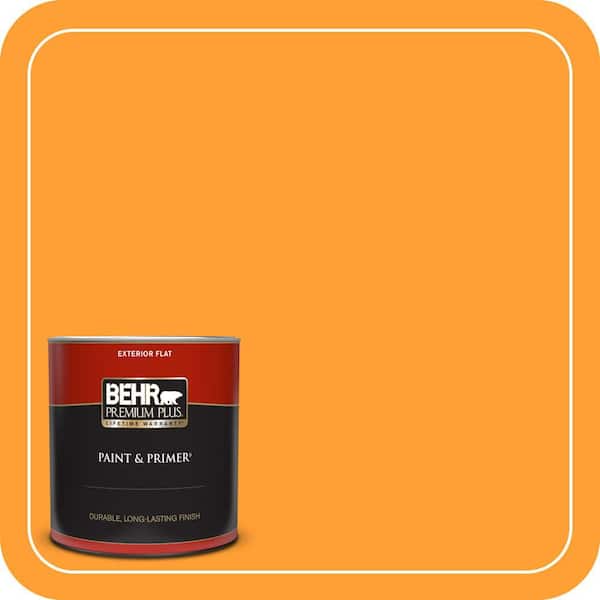 BEHR PREMIUM PLUS 1 qt. #P250-7 Blazing Bonfire Flat Exterior Paint & Primer (2)