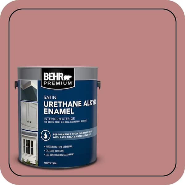 BEHR PREMIUM 1 gal. #S150-4 Red Clover Urethane Alkyd Satin Enamel Interior/Exterior Paint (2)