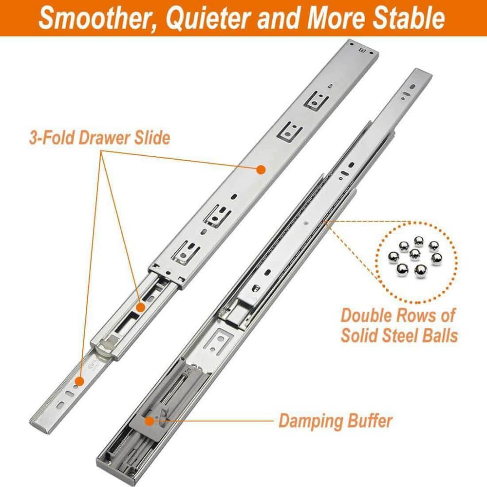 LAIFUCAM 22 in. Zinc-Plated Steel Side Mount Soft-Close Heavy Duty Full Extension Ball Bearing Drawer Slides 1 Pair (3)